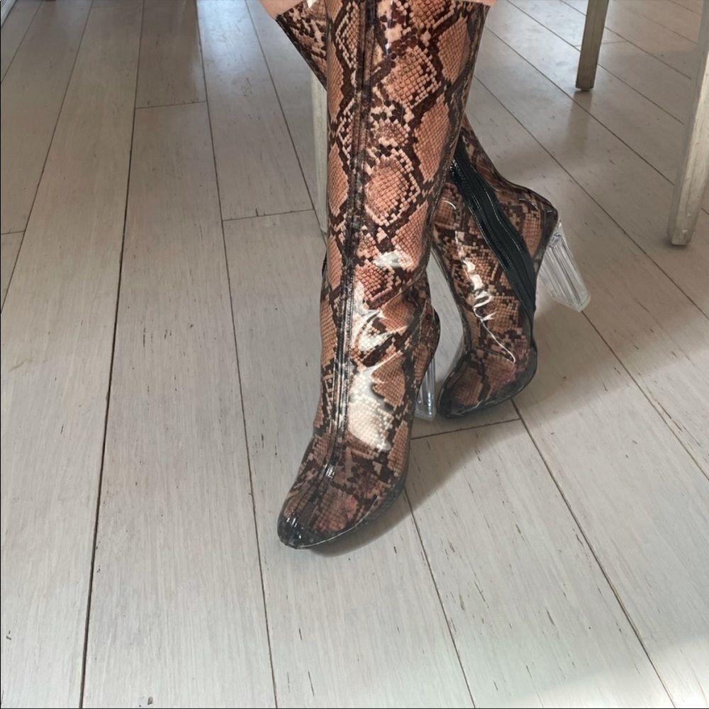 WILD DIVA SNAKE MOTIF PVC BOOTS.  NEW. - Picture 2 of 7